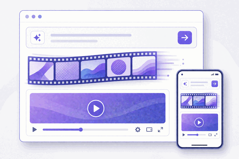 Video Creation kit art: a film set in purple.